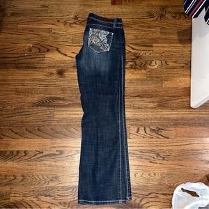 Women's  cowgirl up Blue Jeans with Embroidered Pocket 32/32